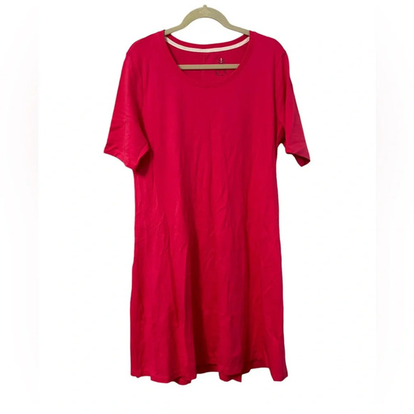 NWOT ISAAC MIZRAHI LIVE HOT PINK TSHIRT DRESS - Picture 1 of 4